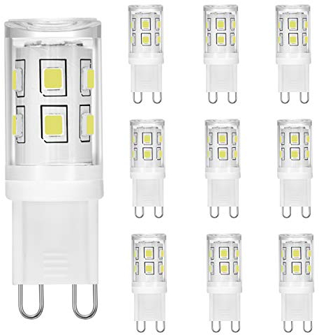 LED G9 Bulbi 2W Equivalente a 15W 20W 25W alogena Bulbi, Bianco freddo 6000K, 260LM, CRI> 85, G9 presa di corrente Risparmio energetico, non dimmerabile, senza sfarfallio, CA 220-240 V, pacco da 10