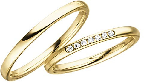 JC Trauringe Silber 925 Paarpreis Eheringe Gold Plattiert I Verlobungsringe 2 mm breit I Partnerringe mit Gravur in edler Schatulle I 2 Hochzeitsringe Herrenring & Damenring mit Steinen I LC136-P