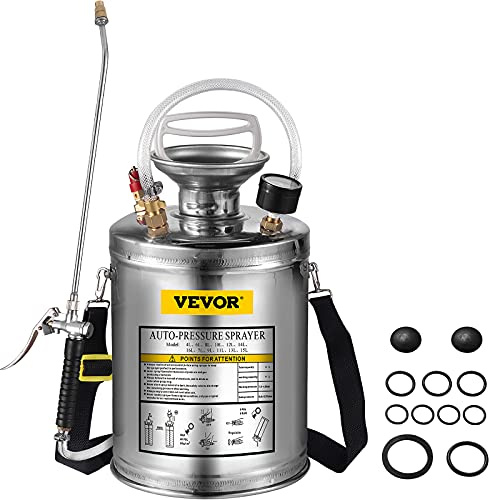 VEVOR 4L Pulvérisateur INOX Jardin Brumisateur pour Plante pour Jardinage Domestique et Nettoyage au Sol Convient aux Besoins actuels de l'industrie, de l'agriculture, du Commerce, de la médecine