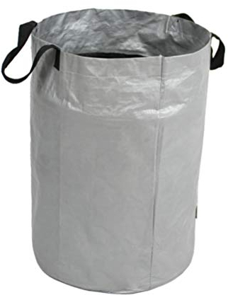 Wopohy, grande borsa per rifiuti da giardino, riutilizzabile, resistente, portatile, pieghevole, a prova di strappo, con foglie di erba grigie (63 x 45 cm/24,8 x 17,72), 100 l