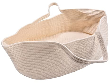 Tragbarer Moses Korb Wickelkorb Schlafkorb Träger Reisebett Wiege Dekor Nest Betthalter Tragetasche Geschenke Tragbare Tasche für Wickeltisch und Auto 70 X 40 X 25 Cm / 27,6 X(nicht-gerade weiss)