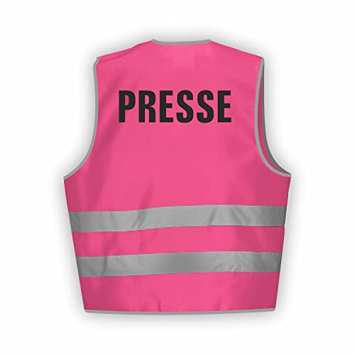 Fassbender-Druck WARNWESTEN - Sicherheitsweste GELB Warnweste nach EN ISO 20471 zertifiziert - Warn Weste PRESSE - Unisex mit hochwertigem Reflektorstreifen
