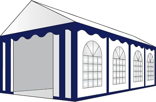 AMBISPHERE Partyzelt Classic Plus Hochwertiger Pavillon 550g/m² PVC Plane Gartenzelt/Festzelt/Bierzelt Wasserdicht, UV-Resistent & Feuerhemmend Größen in Blau/Weiß mit 5 Jahren Garantie (4x8m)