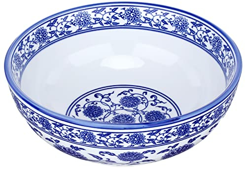 Kichvoe 17,2 x 6,6 cm blaue und weiße Porzellanschalen Keramik asiatische Nudelschalen Suppenschalen chinesische Reisschale für Zuhause Restaurant