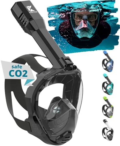 Khroom Schnorchelmaske Erwachsene Vollmaske | In Höhle der Löwen vorgestellt | Unsere Beste CO2 sichere Tauchermaske Seaview Pro zum Schnorcheln | Vollgesichtsmaske Schnorchelmaske (S/M, Schwarz)