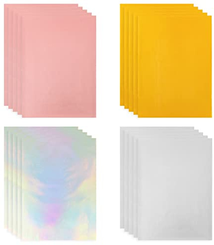 SUPERFINDINGS 80 Hojas de Papel para Estampado en Caliente A4, 4 Colores, lámina de Transferencia térmica, 20,7 x 29 cm, láminas metálicas para Transferencia en Caliente Pluma de Estampado en