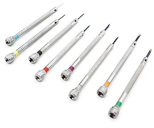 Hordion 8Pcs Micro Precision Screwdriver Set, Jewelers Screwdriver Set, Watch Screwdriver Kit 0.6-2mm for Watch, Jewelry, Eyeglasses, Sunglass, Electronics, Computer, Toys Repair (Flat)