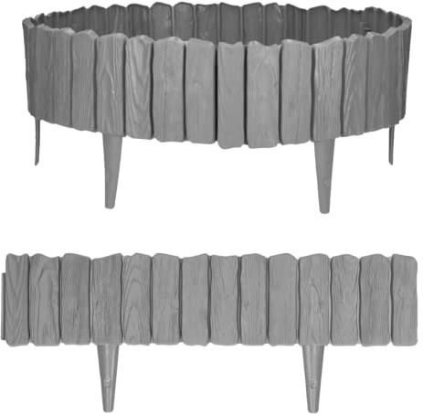 GARDENIX Graphite Edging - 2.3m/7.4ft Flexible Garden Edging for Flower Beds, Lawn, Patio & Pavement - Easy Install border, No Digging, Weather-Resistant Plastic, Wood Effect Garden Fence