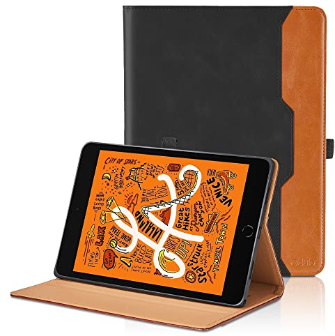 Hülle für iPad mini 7.9 Zoll, iPad mini 5/4/3/2/1 PU Leder Schutzhülle mit Tasche und Stifthalter, Auto Schlaf/Aufwach Funktion Smart Cover mit Stand Funktion - Schwarz