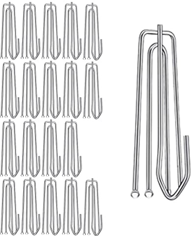 Lokatall Paquete de 20 ganchos para cortina, de acero inoxidable, 4 puntas, ganchos de gancho plisado, ganchos de punta profunda, 4 ganchos de extremo para colgar cortinas