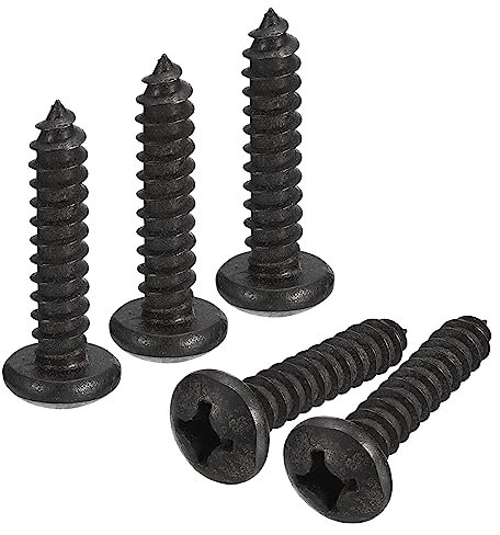 QUARKZMAN 1/4x1 25Stk Kreuzschlitz Kopf Selbstschneidende Schraube - 304 Edelstahl Runde Kopf Holz Schraube Volle Gewinde (Schwarz)