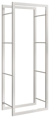vidaXL Brennholzregal, Kaminholzregal mit viel Stauraum, Kaminholzständer Feuerfest Korrosionsbeständig, Kaminholzhalter Stapelhilfe Feuerholzregal, 50x28x132cm Edelstahl