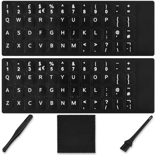 English Keyboard Stickers(5-in-1), Replacement Qwerty UK English Keyboard Sticker with White Letters on Black Background Universal for Laptop Desktop Computer,Matte British Keyboard Alphabet Sticker