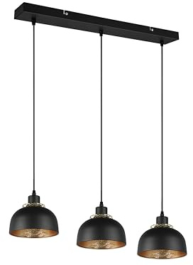 lightling Pancho Pendelleuchte, 3-flammig, Breite: 68 cm, Tiefe: 18 cm, höhenverstellbar bis max. 150 cm, schwarz matt Metall, exkl. 3 x E27, max: 40W