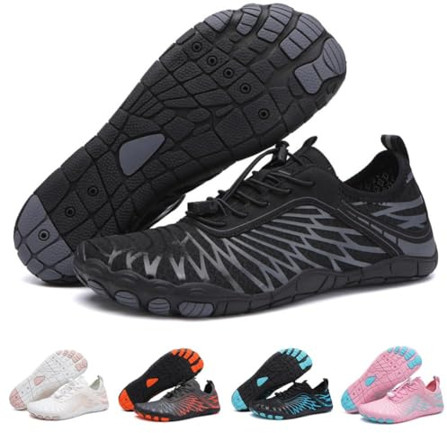 Hike Barefoot Shoes Womens Men Footwear,Pro-Healthy&Non-Slip Water Shoe for Women Men, Wide Toe Running Shoes Boots Sneakers Unisex Black