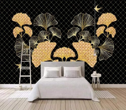 Material Impermeable De Protección Del Medio Ambiente De La Sala De Estar De La Hoja De Ginkgo Gildo De La Atmósfer Pared Pintado Papel Tapiz 3D Decoración Dormitorio Fotomural Sala Mural-430cm×300cm