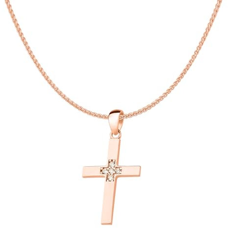 Ardeo Aurum Damen Schmuck-Set aus 333 Gold Roségold Kreuz Anhänger Zopfkette Länge 50 cm