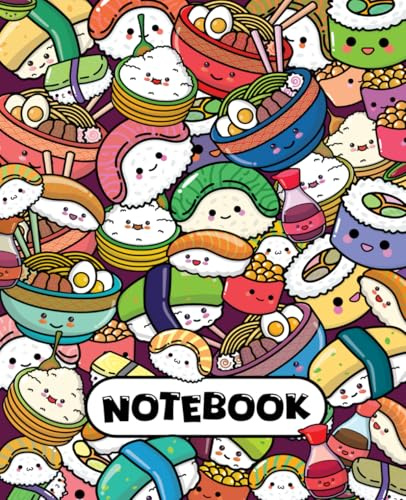 Notebook: Cute Kawaii Sushi Composition Note Book, Lined Paper Note Taking Journal, Wide Lines Notebook, Kawaii Food Stationery