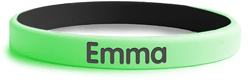 Stellasticker Braccialetto SOS Bicolore per bambini nome e numero di telefono ad alta visibilità. Ideale al mare, vacanze e gite. Resistente e impermeabile. (Verde-Nero)