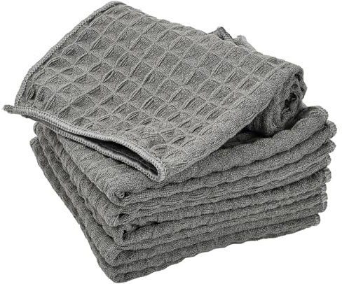 YILANJIN 6 Unidades Paño de Limpieza de Microfibra, Trapo Absorbente, Toallas de Té, Bayeta para Cocina, Paño para Baño, Trapo para Automóviles, Bayeta de Limpieza Doméstica, 30 x 30 cm, Gris