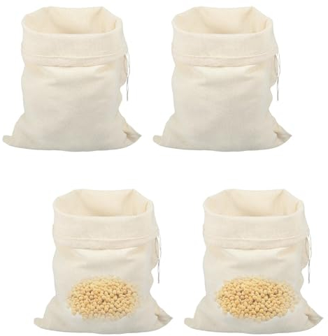 Genérico 4 Bolsas para Leche de Frutos Secos con cordón, Bolsas de Gasa sin blanquear, Bolsa de colador de Malla Fina de algodón para almendras, Queso, Yogur, Jugo, té
