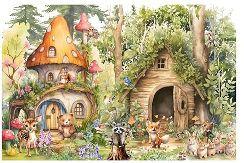 Fototapete Kinderzimmer, Wald, Waldtiere Bäume, Tapeten für Kinder Babyzimmer Vlies Tapeten wandtapete Mädchen und Jungen. Tapete nach Maß 1m2