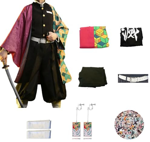 KHHK Anime Dämon Kimetsu Tomioka Giyuu Cosplay Outfit Mitsuri Full Set Für Halloween Kimono Zubehör Männer Junge Anzug Uniformen