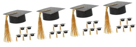 DECHOUS 24pcs Graduation Hat Goblet Reusable Wine Cup Toppers Tassels for Graduation Party Decorations Funny Look Design for Festive Celebrations