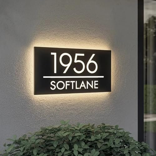 Anpassat husnummer LED skylt, modern utomhus adressskylt, anpassad upplyst LED husskylt, modern heminredning (1)