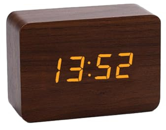 Genérico Reloj Despertador Digital De Madera | Reloj Digital Madera Mesita De Noche | Reloj Despertador Sin Cable Mesilla De Noche Digital De Luz | Reloj De Escritorio Grande, Control De Sonido