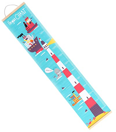 Toyvian Nordischer Wandbehang Wachstumstabelle Kinder mit Leuchtturm Motiv Strapazierfähiger Stoff Abnehmbar mit Holzhaken und Seil für Kinderzimmer