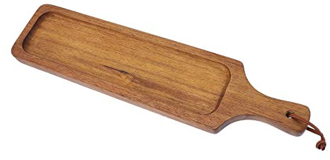 GRIRIW Bandeja De Madera Para Pizza y Snacks Plato De De Acacia Para Servir Para Barbacoa y Comidas Western Utensilio Decorativo y Práctico