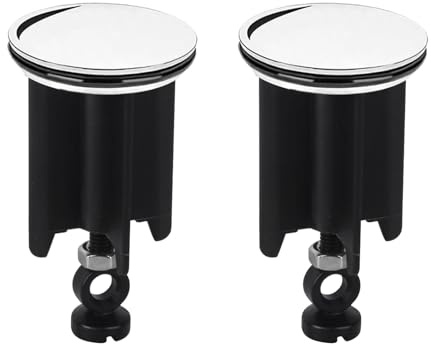 Tappo Lavandino Bagno Universale, 2 Pezzi Tappo di Scarico per Lavabo 40mm, Tappo Bidet Universale, Tappo per Lavabo Altezza Regolabile, Tappo per Lavandino Bagno, Tappo per Lavello, Nero