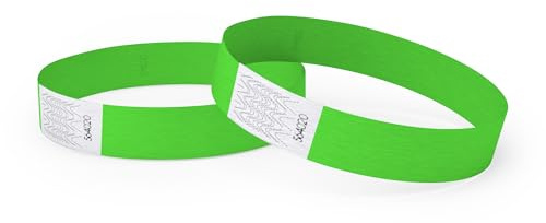 Einlassbänder aus Tyvek – 500 Stück – reißfest & wasserfest – Armbänder – ideal für eine Party, Festival, Veranstaltungen (Neongruen)