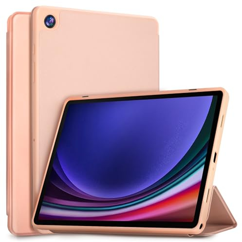 SSS·GRGB Case for Samsung Galaxy Tab A9 Plus/A9+ 5G 11 Inch 2023 & 2024 Model (SM-X210/X216/X218), Soft TPU Back Shell Hybrid Trifold Stand Protective Cover, Auto Wake/Sleep (Rose Gold)