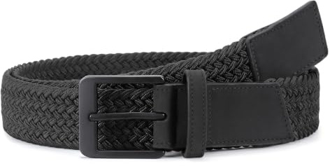 VONMELLI Cintura Elastica Intrecciata Unisex con Fibbia in Metallo – Cintura Uomo Regolabile in Tessuto Elasticizzato per Uomo e Donna, Casual e Vintage per Jeans, Pantaloni, Golf Nero L