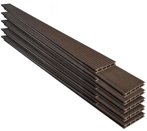 Frankystar Kaido - Set di 5 Doghe Pavimento da Esterno 150x75 cm per Giardino Patio Terrazza Pavimentazione in WPC Teak