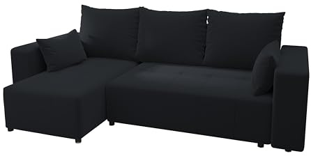 4ALL HOME Ecksofa mit Schlaffunktion Tico 246x145 cm - Couch - Sofa mit Bettkasten - Eckcouch - L-Form - Schlaffsofa - Schlafsofa mit Bettkasten - Universal (RV 21 Graphit)