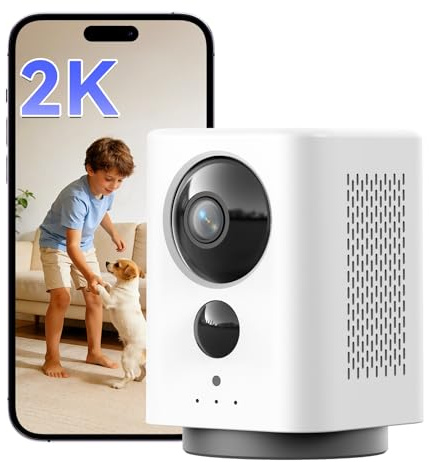 NUASI 2K WLAN Überwachungskamera Innen 7800mAh Akku, 360° PTZ Indoor Kamera Kabellos, Aufladbar IP Innenkamera, für Baby, Haustiere, Farb-Nachtsicht, PIR Personenerkennung, 2 Wege Audio, 2.4GHz