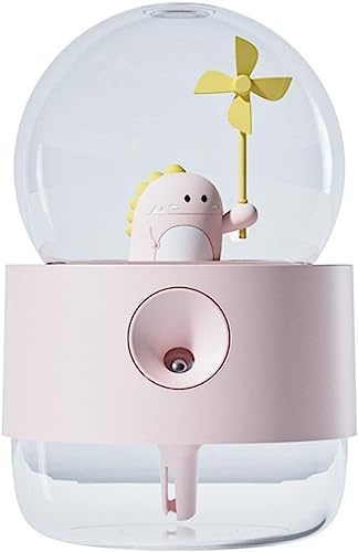 VUIKLCty Humidificador de aire inalámbrico 300 ml, recargable, lindo, giratorio, música, difusor de aceite doméstico, lámpara de noche cálida, humidificadores para dormitorio(B)