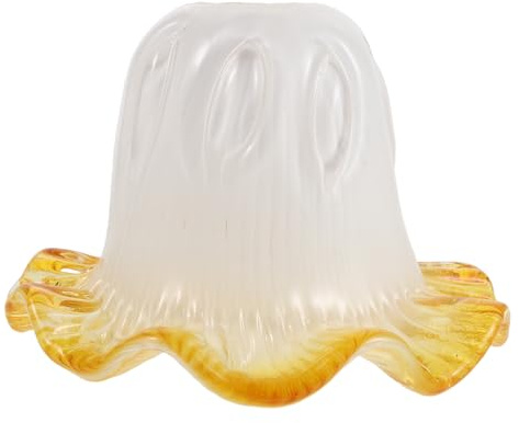 SEWOART Pantalla de lámpara de cristal vintage con borde floral, pantalla pequeña transparente de repuesto para lámpara de mesa E27, cubierta de iluminación decorativa para dormitorio, cafetería y