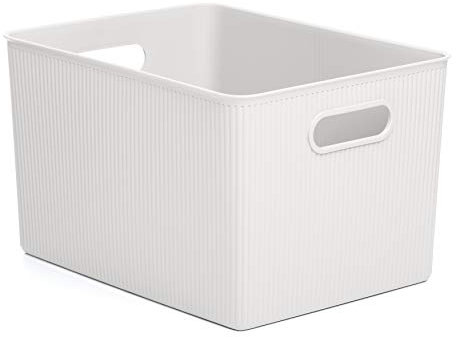 Tatay Cesta Almacenaje Plastico 22 L Baobab | Caja Organizadora | Asas Integradas | Diseño Compacto y Versátil | Plástico Reciclado Libre de BPA | 29,4x38,5x23 cm, Blanco