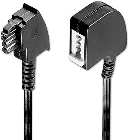 PerfectHD 10m TAE Verlängerungskabel, TAE-F Stecker auf TAE-F Buchse, Telefonkabel, Schwarz, 10 Meter