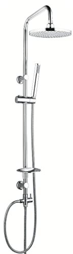 Colonna Doccia Attrezzata 025 Ottone Cromato Soffione Tondo Doccetta