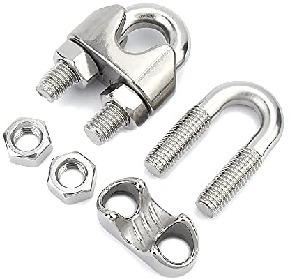 LbsAMP 10 PCS Wire Rope Clip Cable Clamp M4 U Bolt Clamp Ø 4mm Sturdy 304 Stainless Steel U Bolt Saddle Fastener For Wire Rope Cable Garden Industry Gym