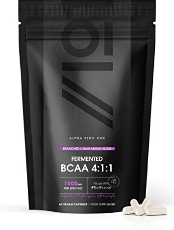 BCAA Capsules 1000mg with BioPerine® – 60 Vegan Capsules – High Strength Branched Chain Amino Acids Supplement – Not Powder – Resealable and Recyclable Pouch by Alpha01