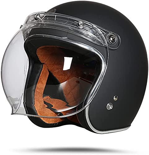 ZLYJ Motorrad Demi-Jet-Helm ECE-Zertifizierter Halboffener Helm Jet-Helm Scooter Kompakthelm Erwachsene Anti-Kratz-Visier C,XL(61-62cm)