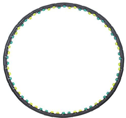 JINPOLI Charcoal Hula Hoop Reifen mit Massagenoppen | Bauchtrainer mit 64 Magneten | Workout Durchmesser 110 cm | Gewicht 1,25kg | 8 Segmente | Schwarz