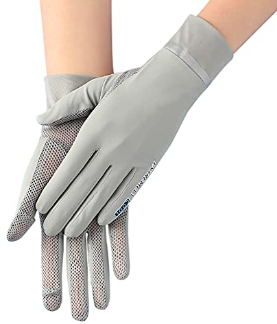 Guanti di protezione UV estivi da guida, comodi, unisex, per ciclismo, protezione solare, da polso, anti-UV, traspiranti, elastici, per la guida all'aria aperta, grigio., Taglia unica
