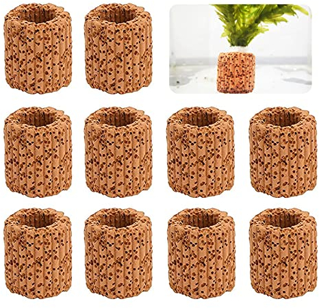 WTpin 10 Piezas Filtro Acuático de Cerámica, Anillos de Cerámica para Acuario, Anillo de Gravedad para Acuario, Plantas de Agua Acuáticas, Accesorios de Estanque de Peceras